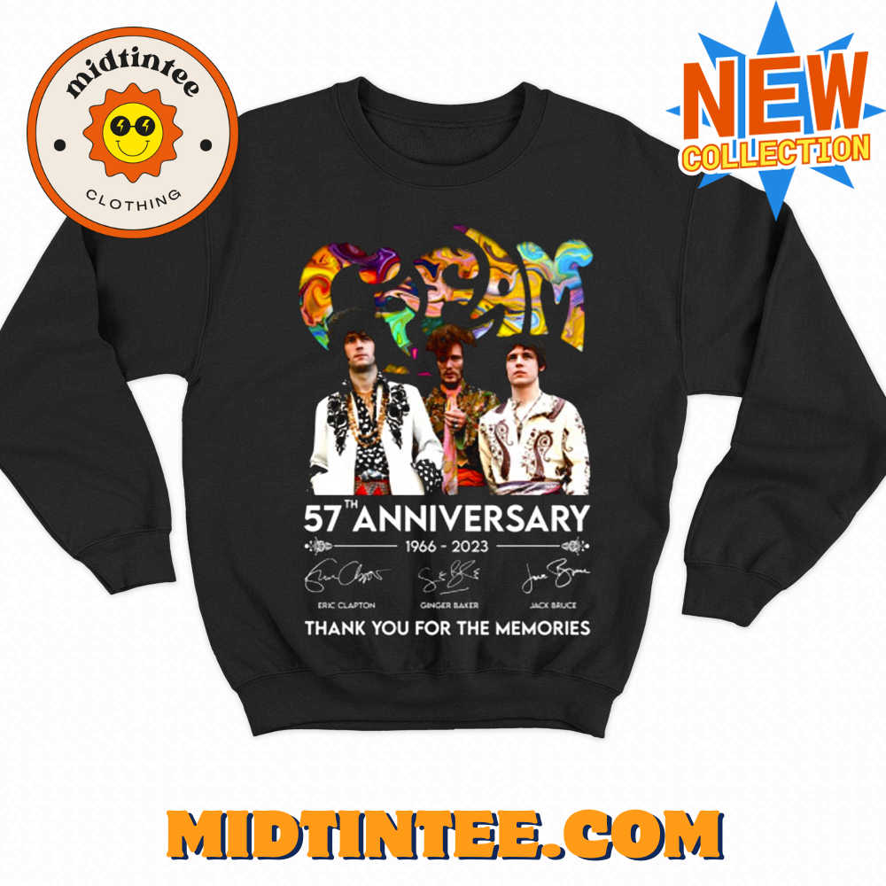 Cream Band 57th Anniversary 1966 – 2023 Thank You For The Memories T-shirt