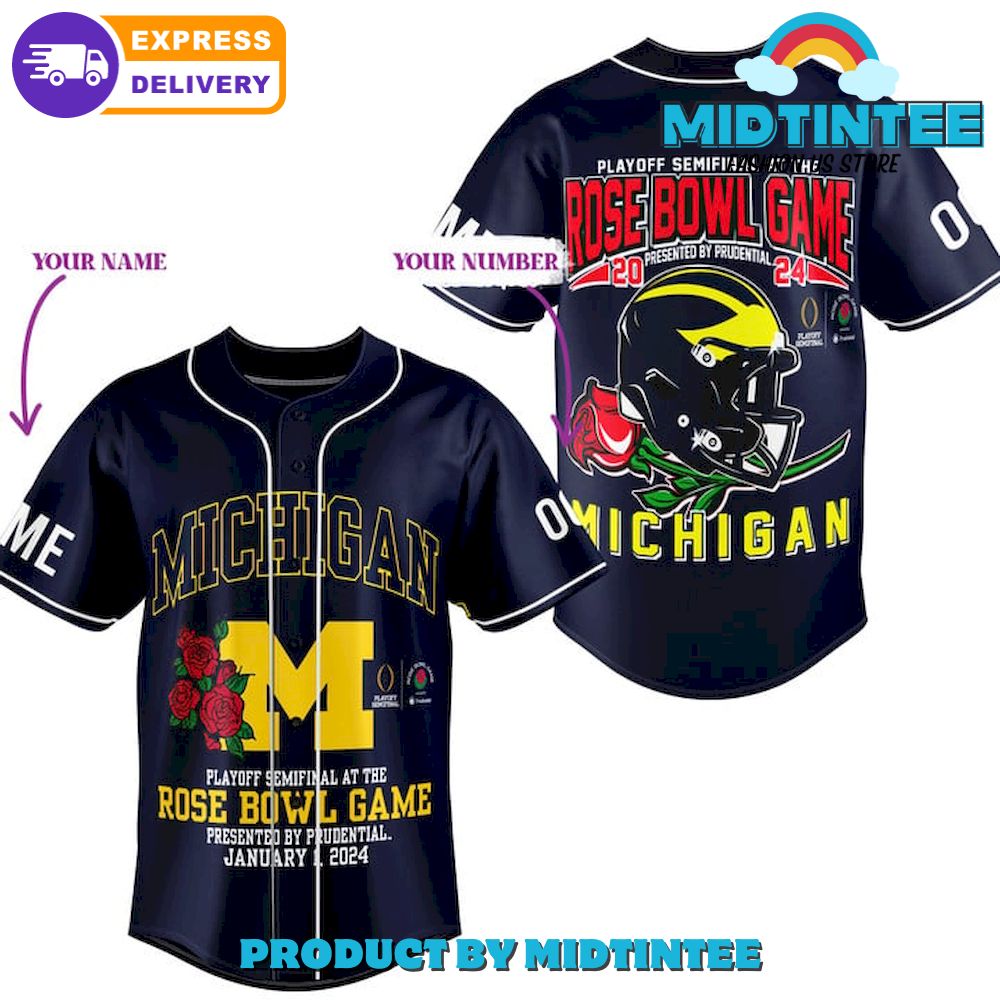 Michigan Wolverines Rose Bowl Game Baseball Jersey Midtintee