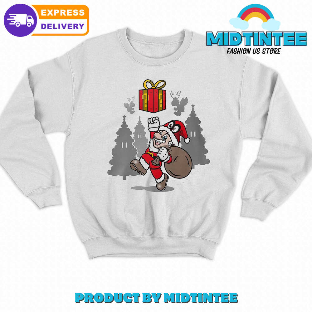 Nintendo Super Merry O Funy Super Mario Santa Claus Christmas Sweatshirt