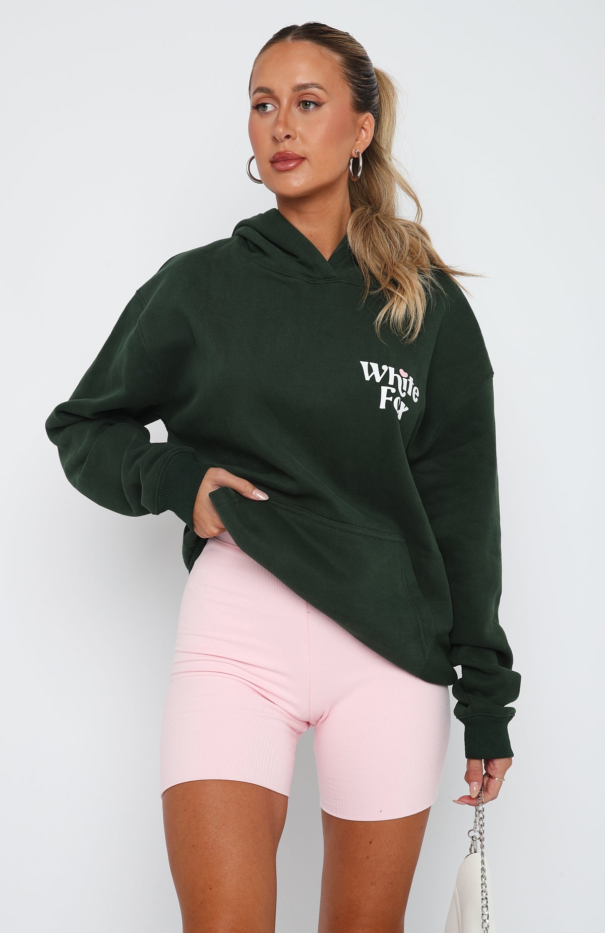 White Fox All You Need Is Love Hoodie Forest Green1