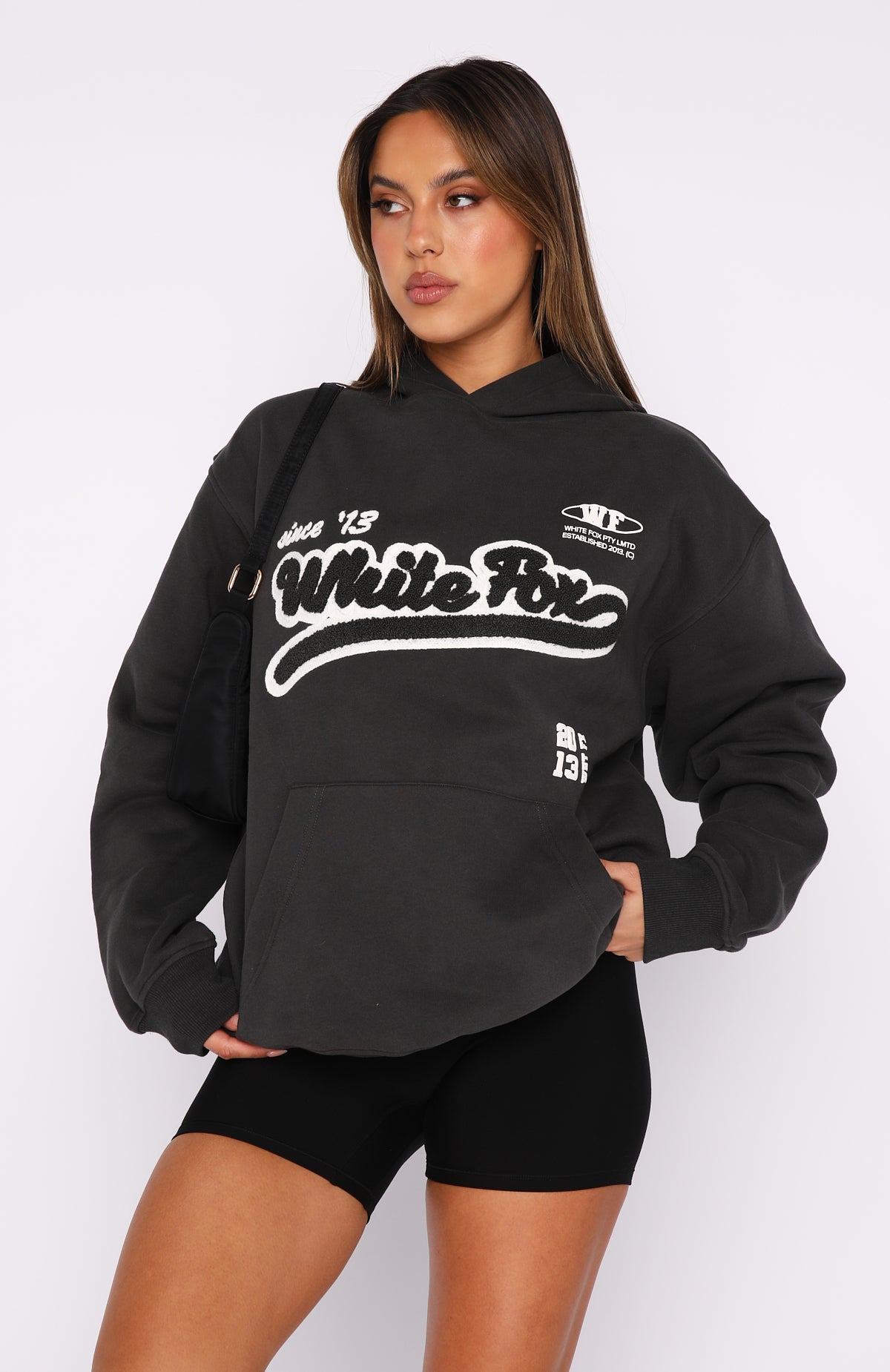 White Fox Bring You Around Oversized Hoodie Charcoal1