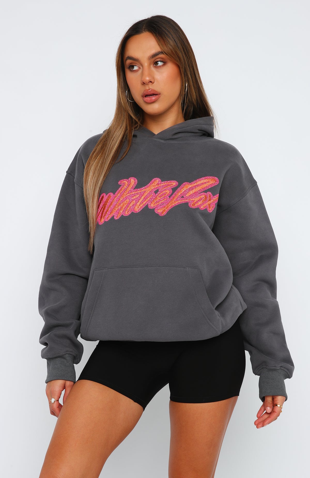 White Fox Catch You Out Oversized Hoodie Volcanic1