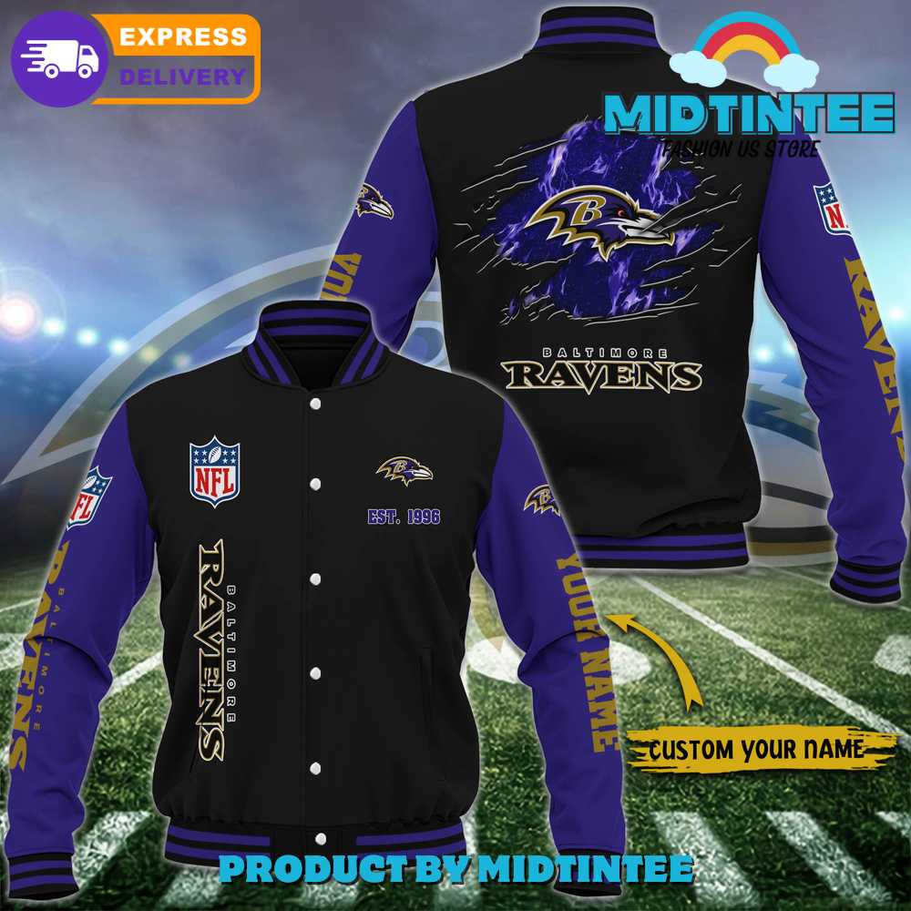 Baltimore Ravens NFL Custom Name Baseball Jacket