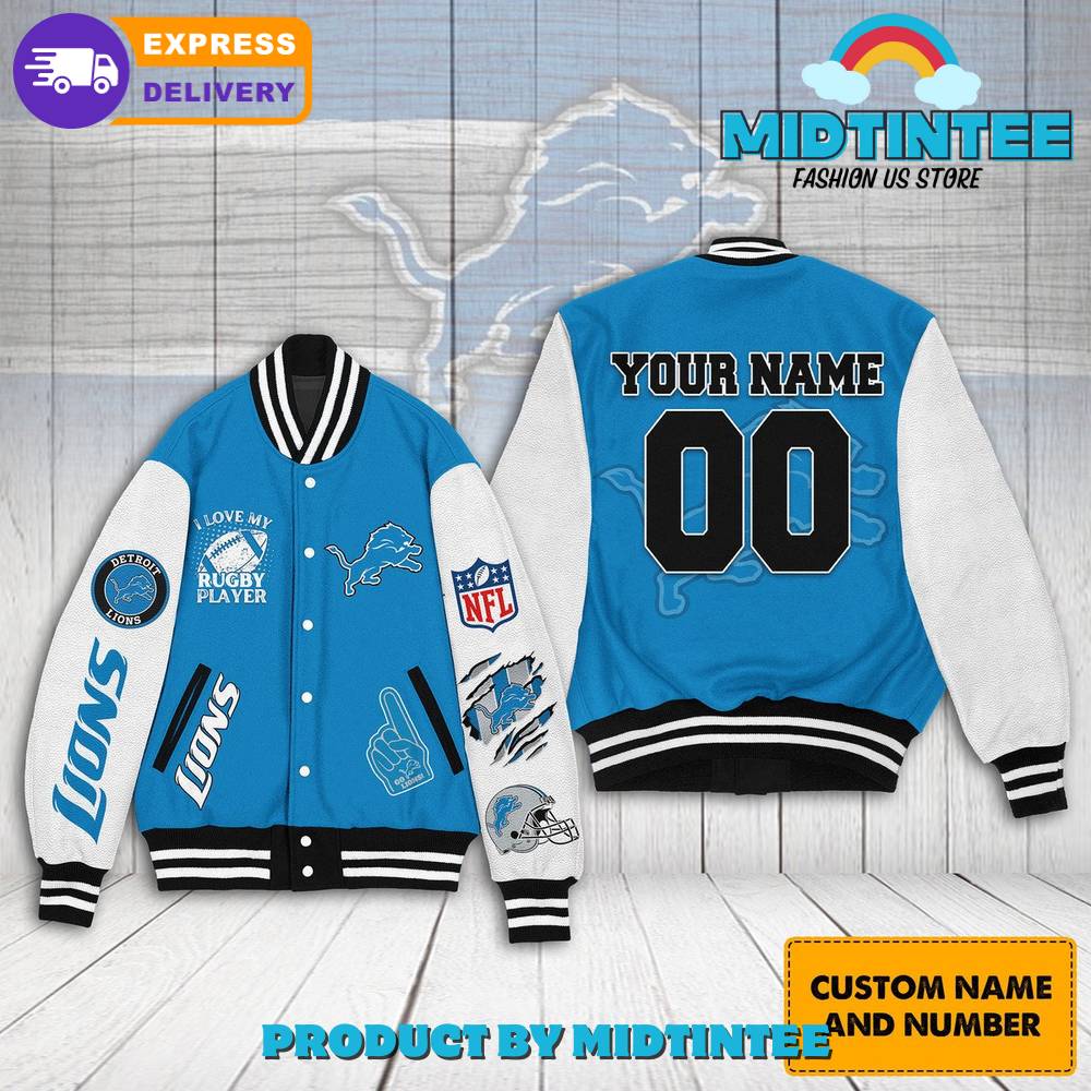 Detroit Lions I Love My By Rugby Player Baseball Jacket