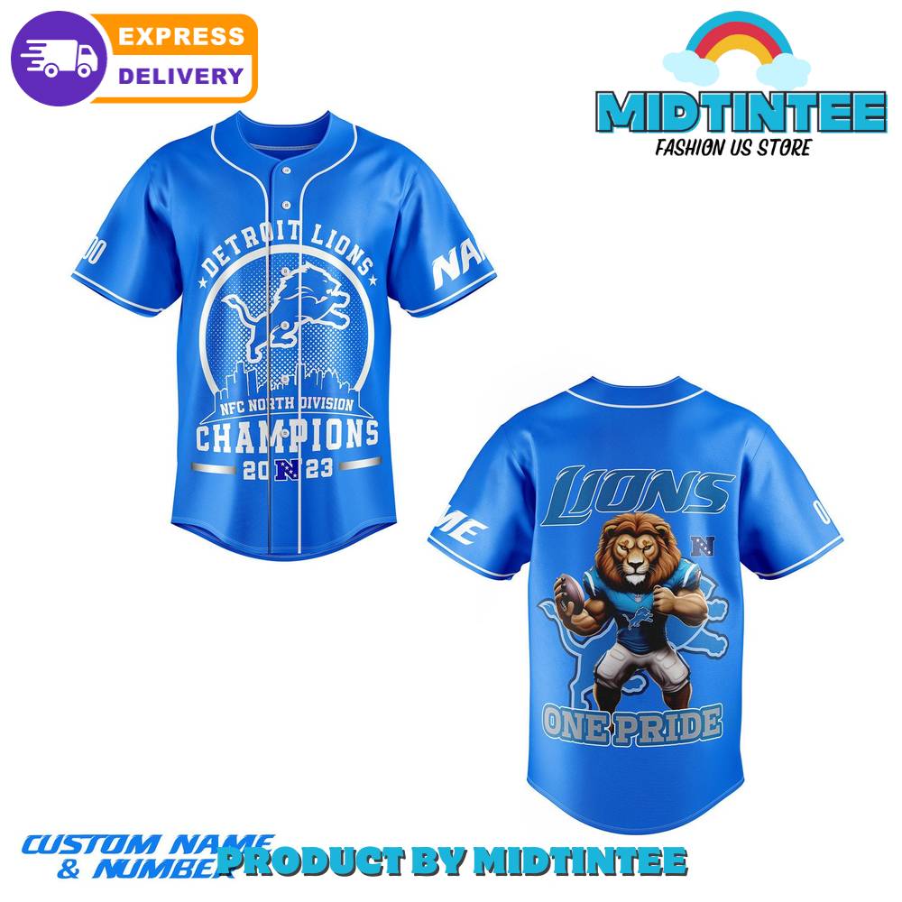 Detroit Lions One Pride Champions Blue Baseball Jersey