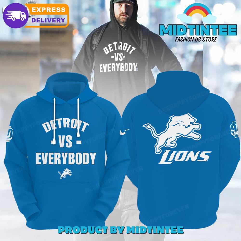 Detroit Vs Everybody Blue Combo Hoodie, Pants, Cap