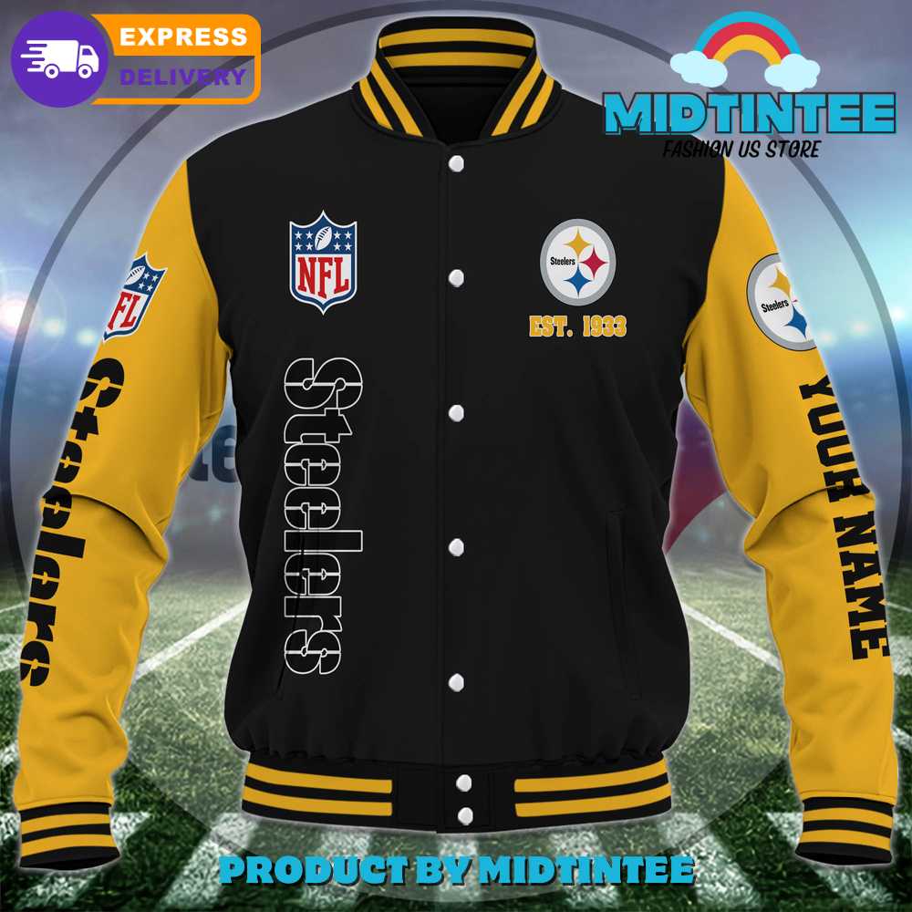 Pittsburgh Steelers NFL Custom Name Baseball Jacket