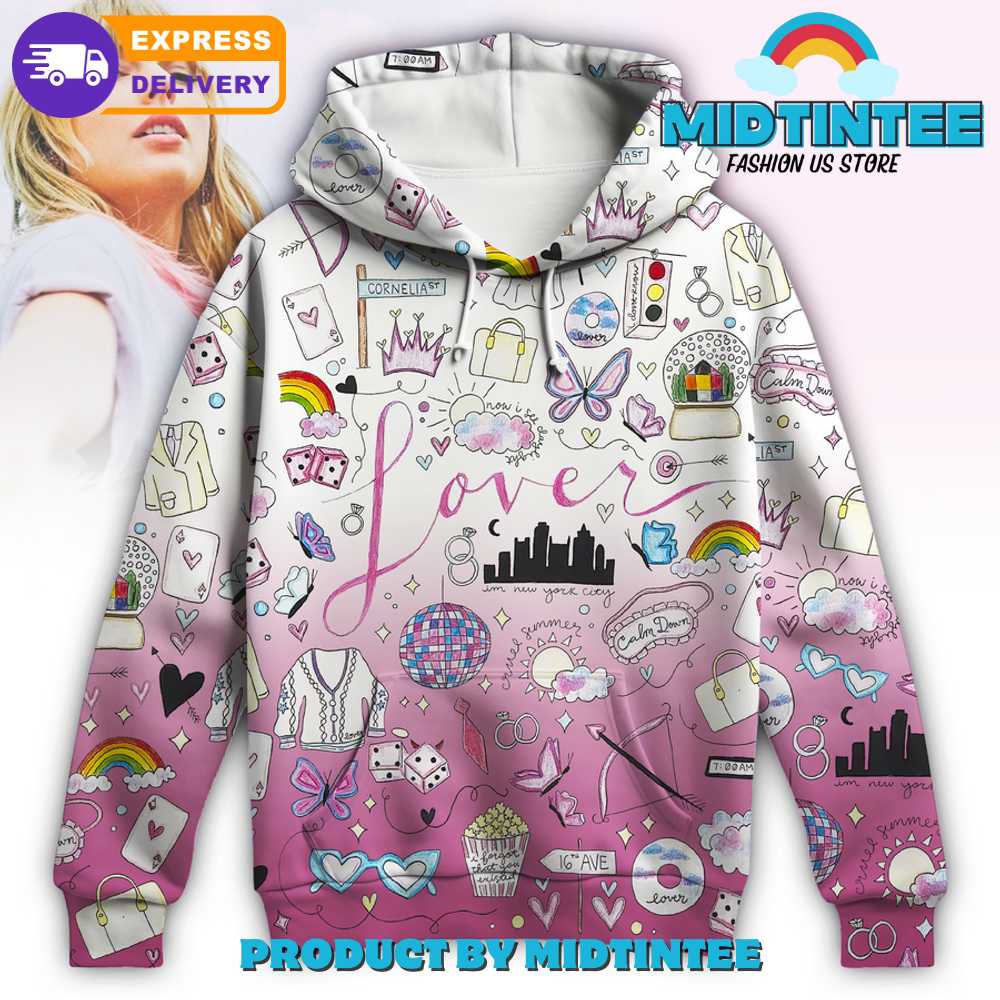 Taylor Swift Lover Pattern Aop Hoodie - Midtintee