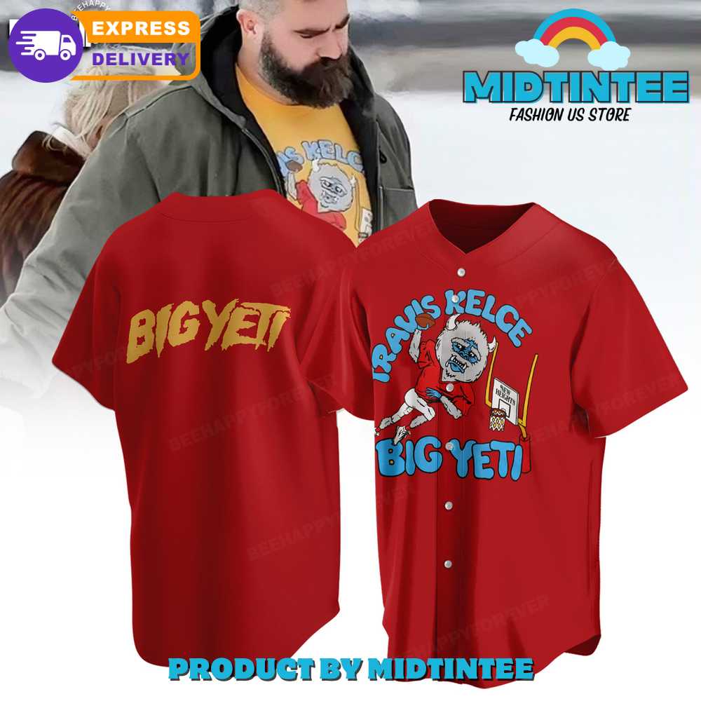 Travis Kelce Big Yeti Red Baseball Jersey