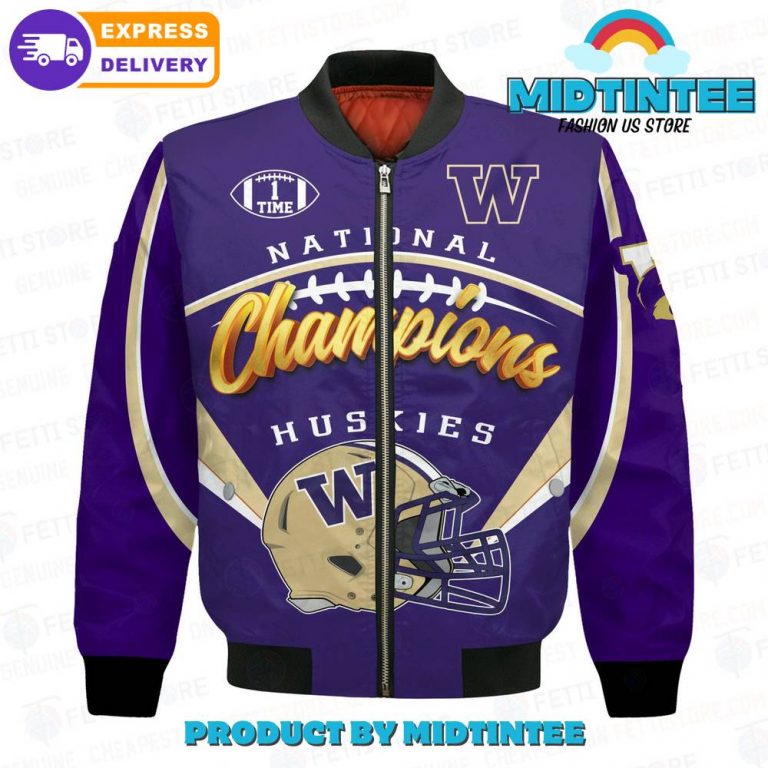 Washington Huskies 1 Time National Champions 2024 Bomber Jacket - Midtintee