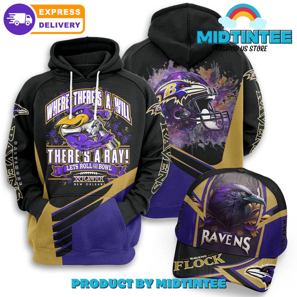 Baltimore Ravens Let’s Roll To The Bowl Hoodie, Cap