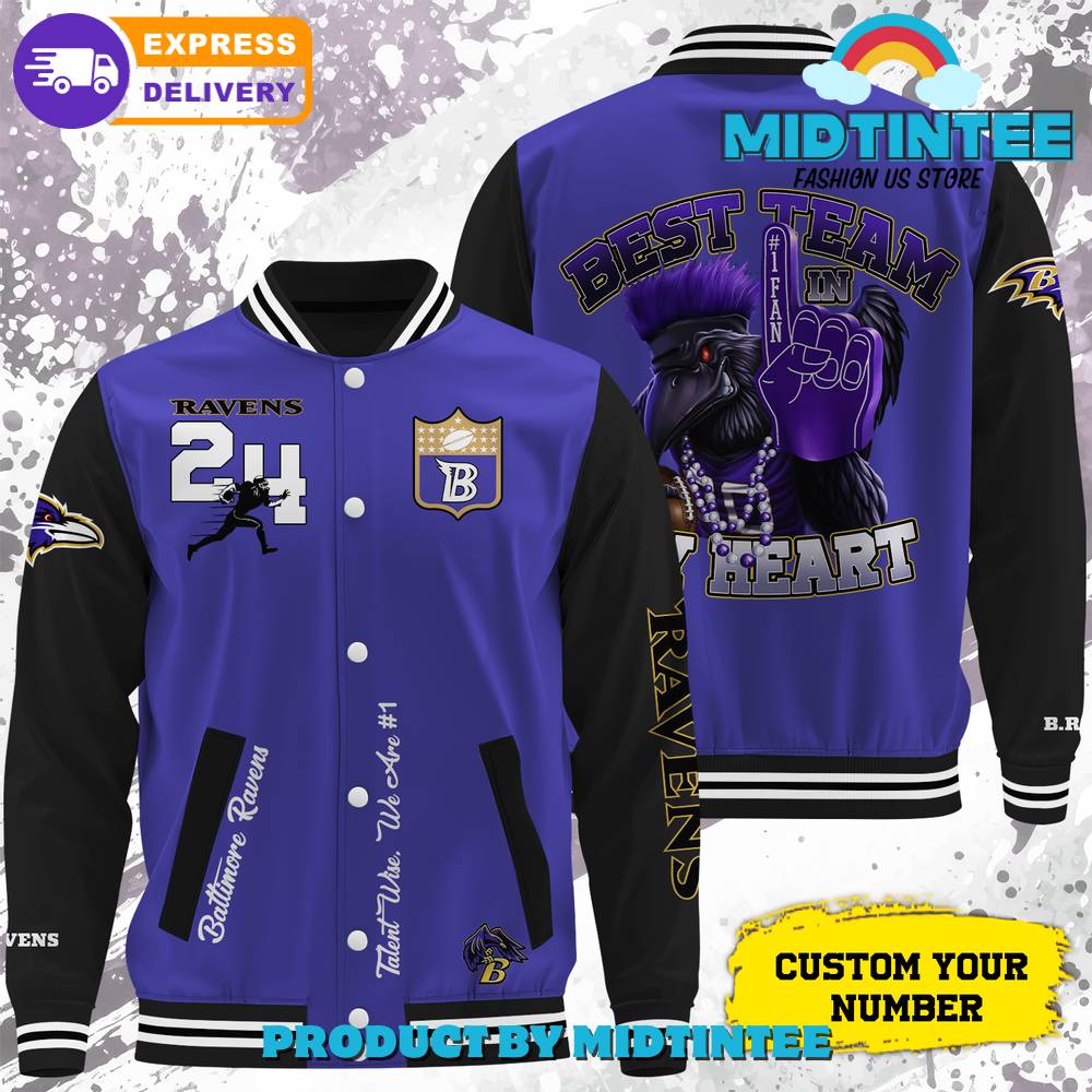 Baltimore Ravens NFL Best Team My Heart Baseball Jacket