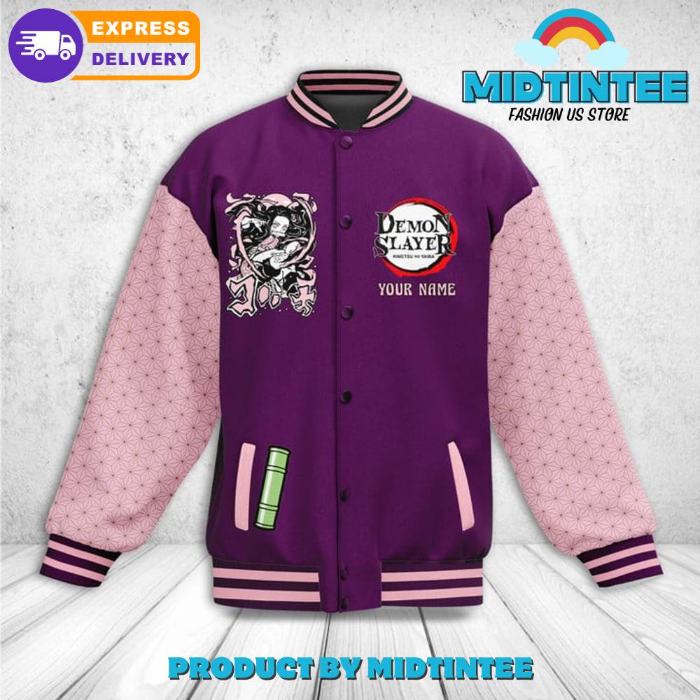 Demon Slayer Nezuko Kamado Custom Name Baseball Jacket - Midtintee