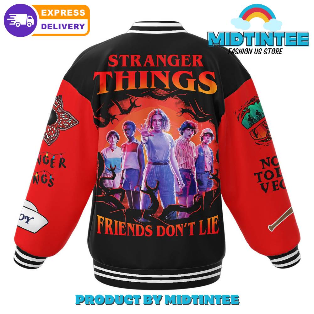 Stranger Things Friends Don’t Lie Baseball Jacket