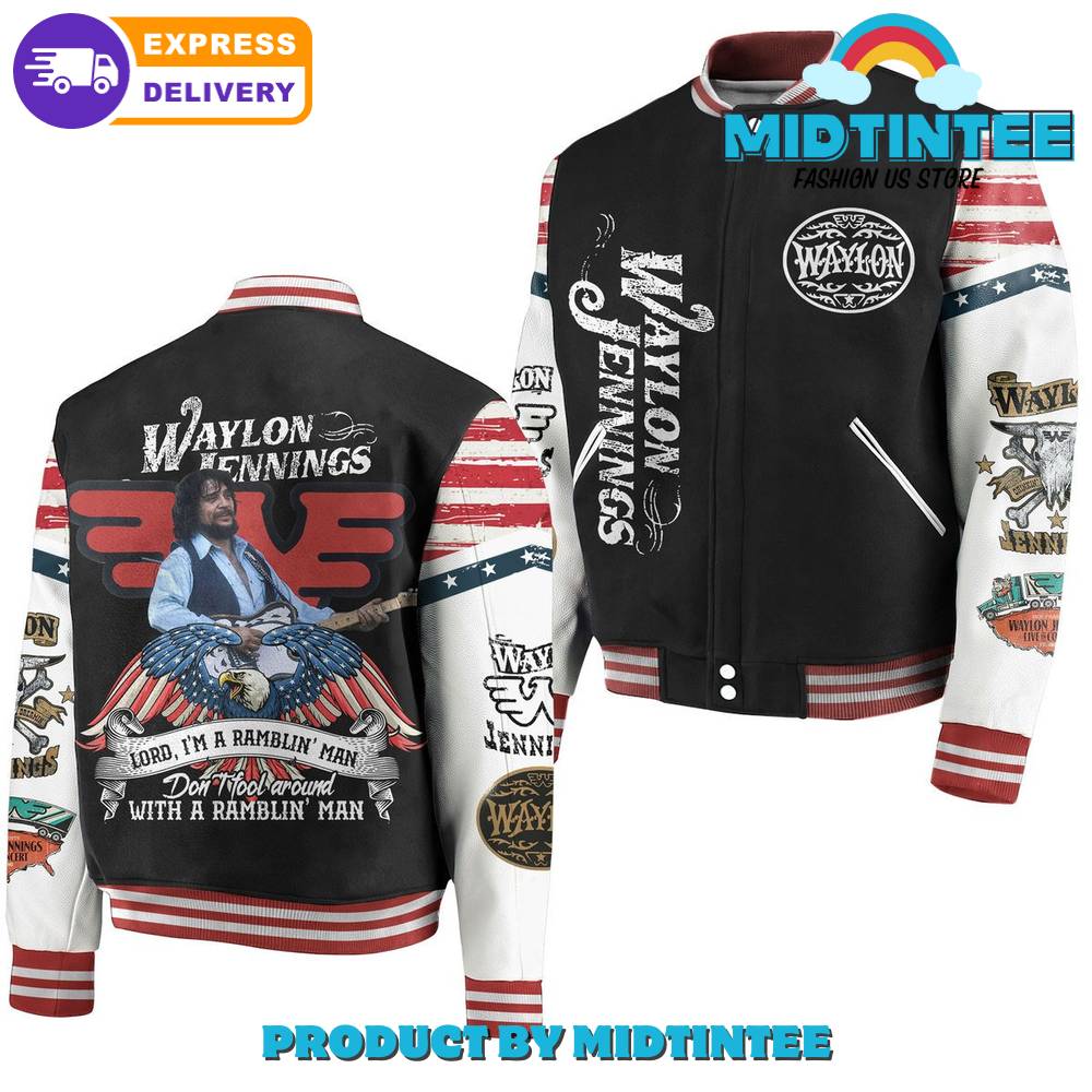 Waylon Jennings Im A Ramblin Man Baseball Jacket