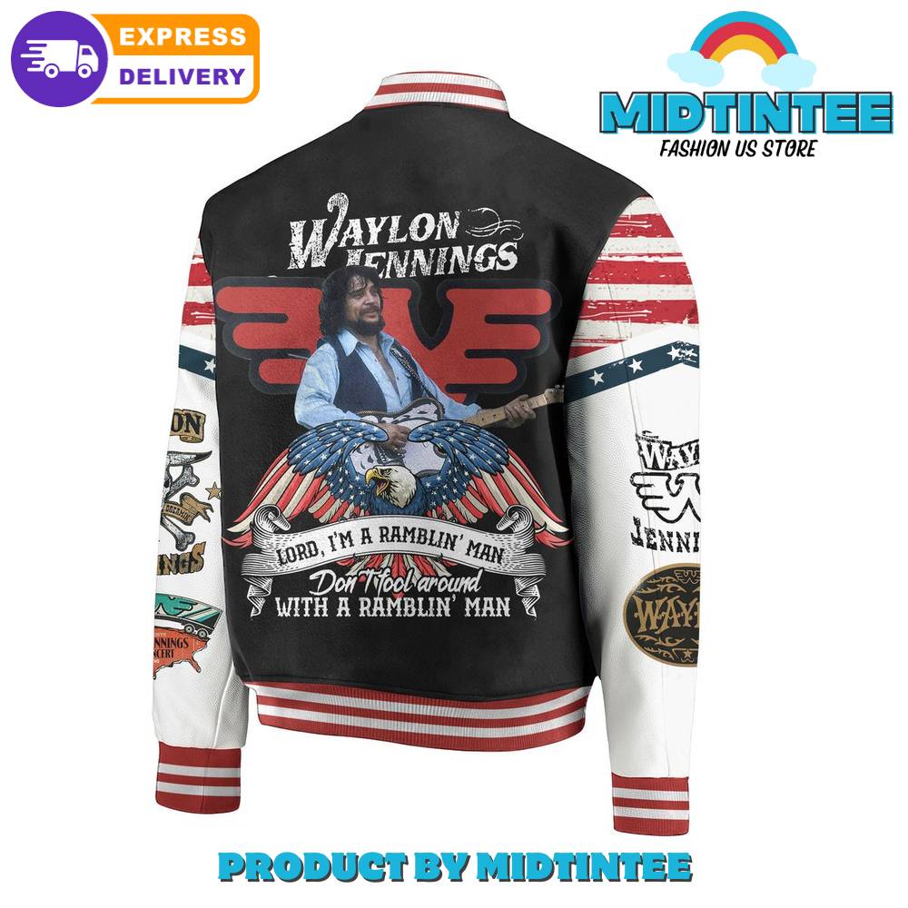 Waylon Jennings Im A Ramblin Man Baseball Jacket