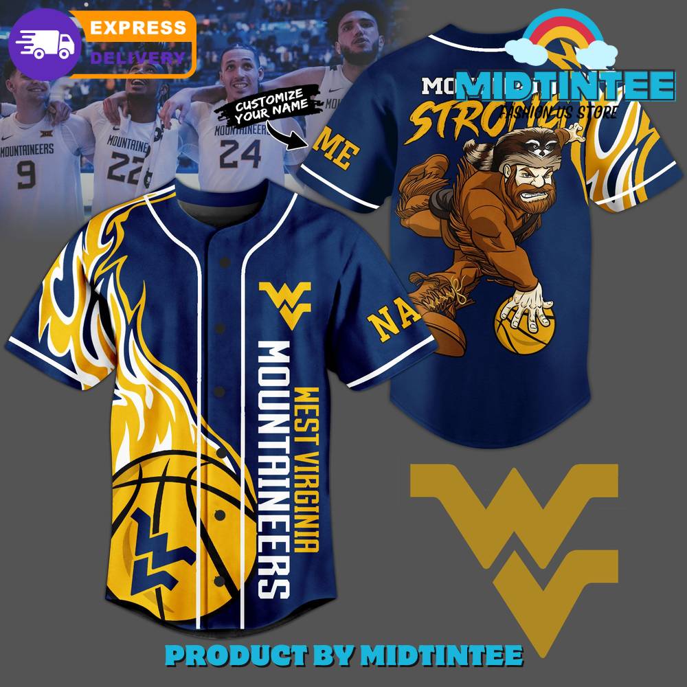 West Virginia Mountaineers Moutain Strong Customized Baseball Jersey