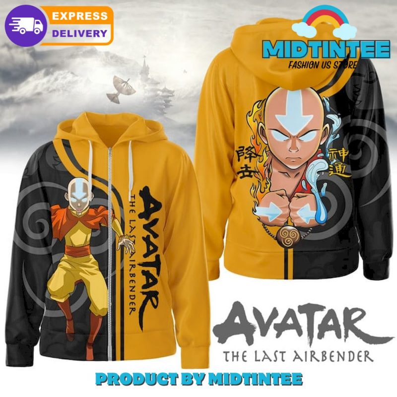 Avatar The Last Airbender Aang Yellow Zip Hoodie - Midtintee