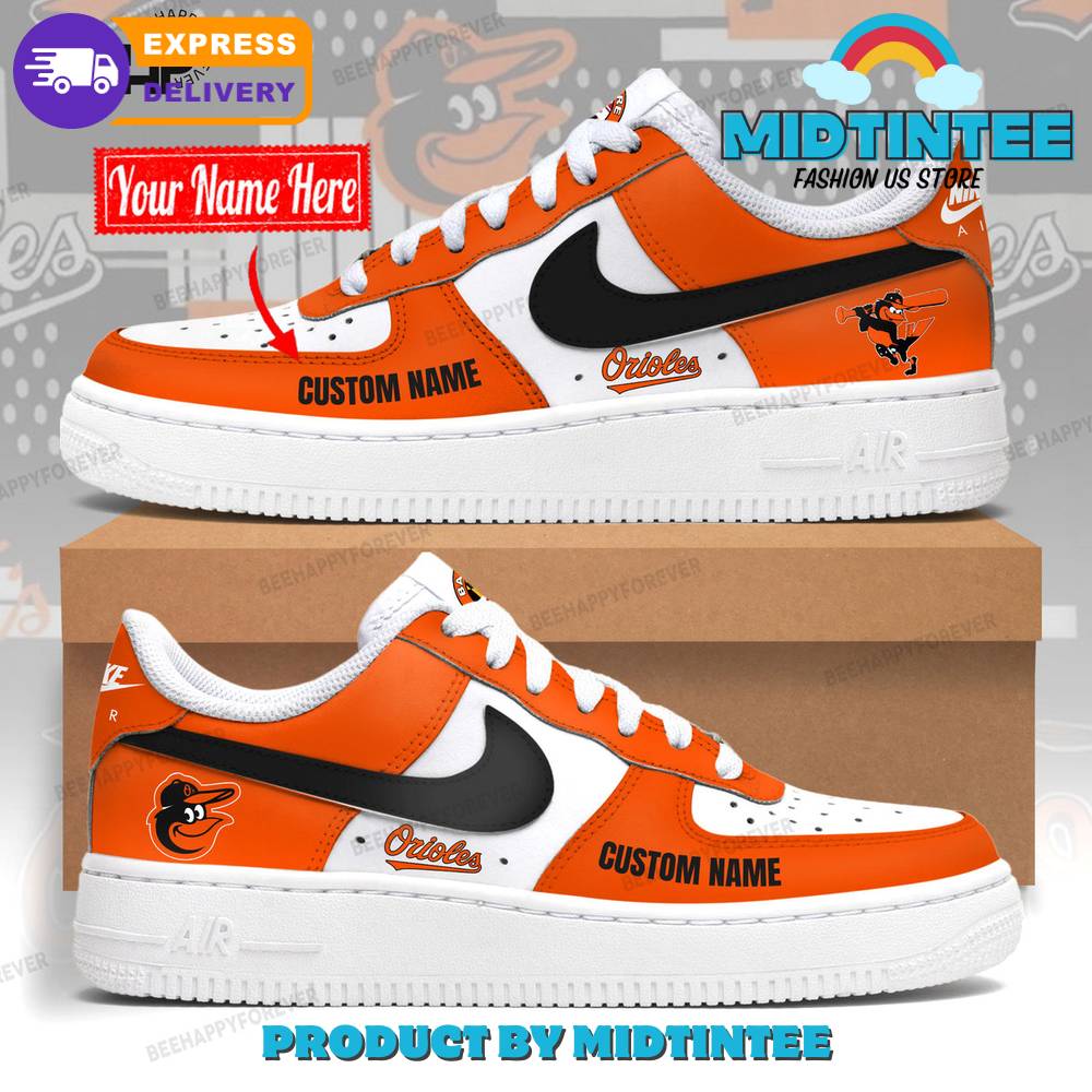 Baltimore Orioles MLB Orange Customized Air Force 1
