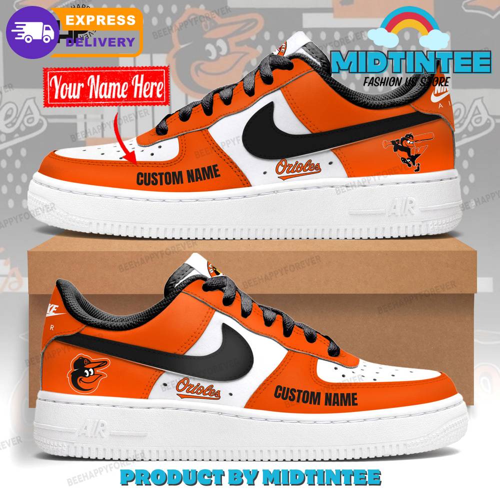 Baltimore Orioles MLB Orange Customized Air Force 1