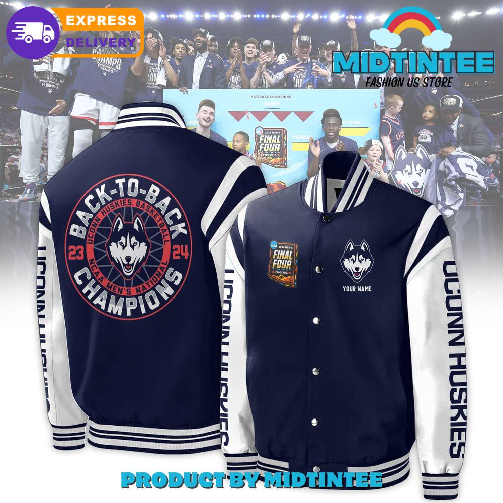 UConn Huskies 2024 Basketball National Champions Baseball Jacket