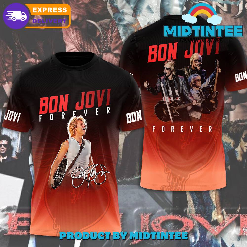 Bon Jovi Forever Black Orange Shirt