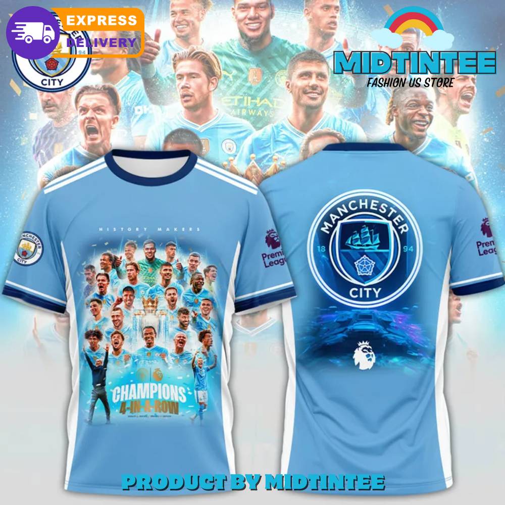 Manchester City Champions 4-In-A-Row T-Shirt