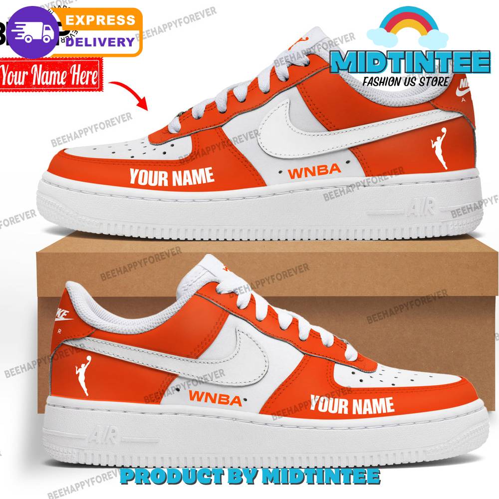 Women NBA Custom Name Orange White Nike Air Force 1
