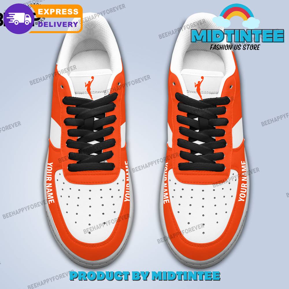 Women NBA Custom Name Orange White Nike Air Force 1