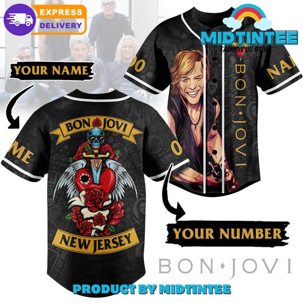 Bon Jovi New Jersey Custom Name Baseball Jersey