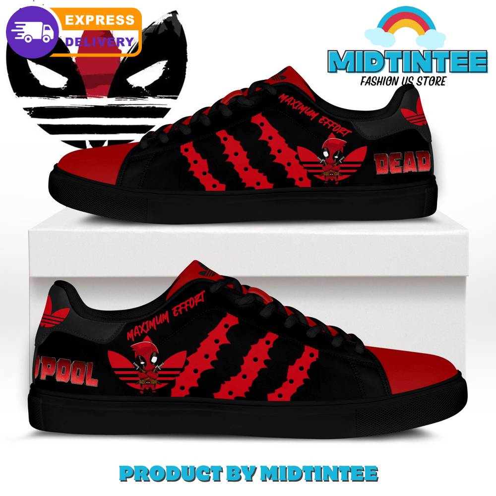 Deadpool Maximum Effort Red Black Stan Smith Shoes