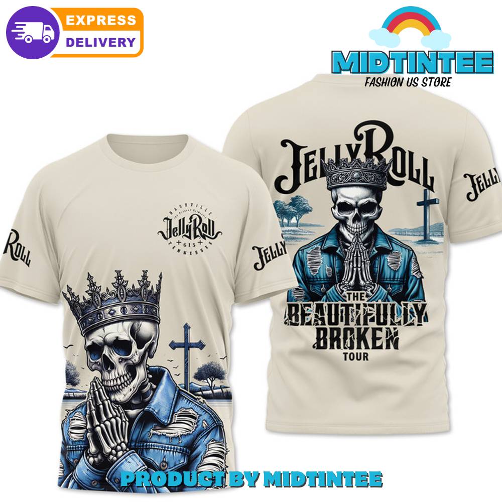 Jelly Roll The Beautifully Broken Tour Biege Shirt
