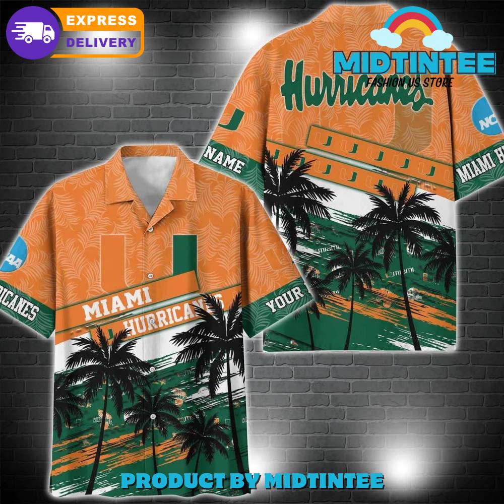 Miami Hurricanes NCAA Pattern Personalized Hawaiian Set