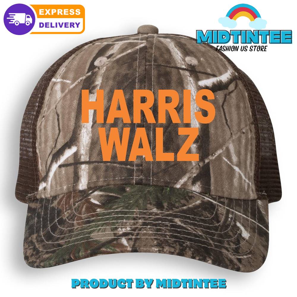 Harris Walz Hat Vote Harris Walz Camo Mesh Back Cap