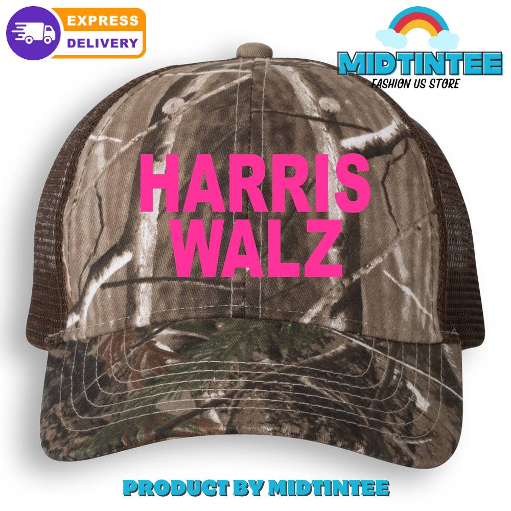 Harris Walz Hat Vote Harris Walz Camo Mesh Back Cap