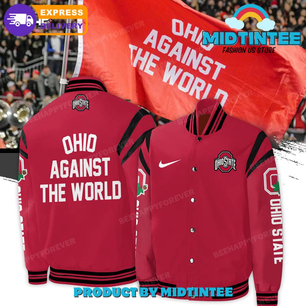 Ohio State Buckeyes Against The World Red Baseball Jacket