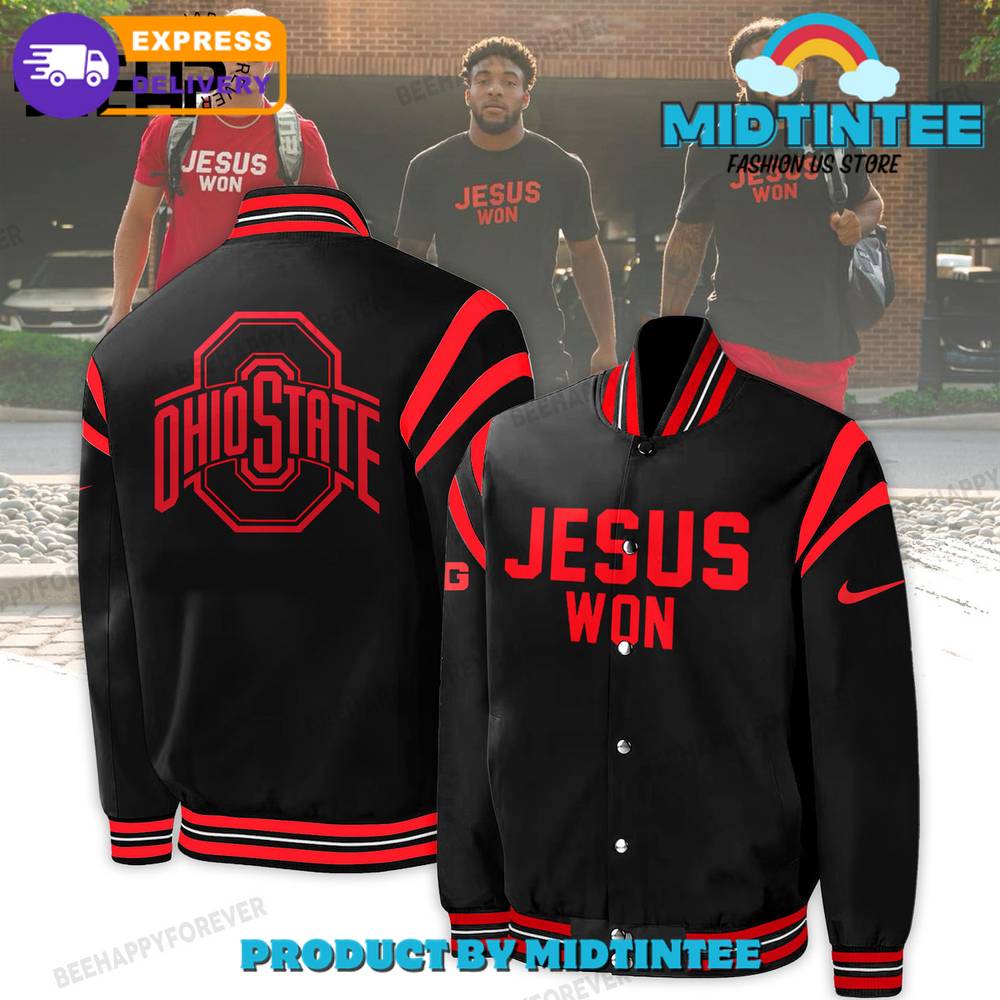 Ohio State Buckeyes Jesus Won Black Nike Baseball Jacket