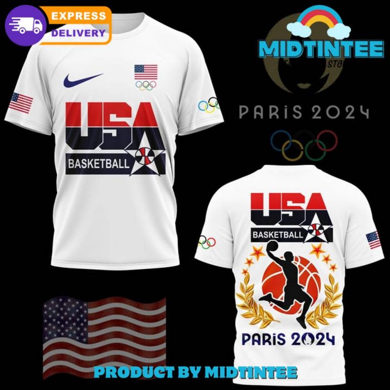 USA Basketball Champions Olympic Paris 2024 White Shirt - Midtintee