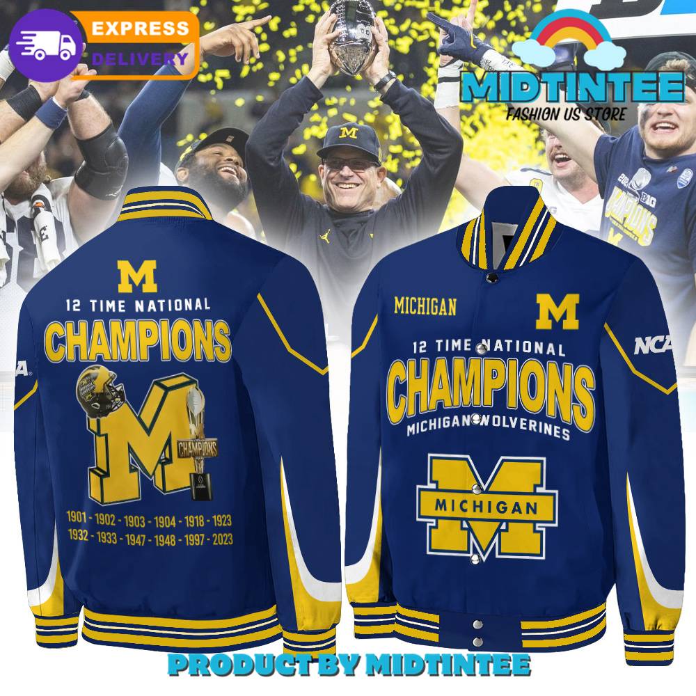 Michigan Wolverines 12 Times National Championship Baseball Jacket