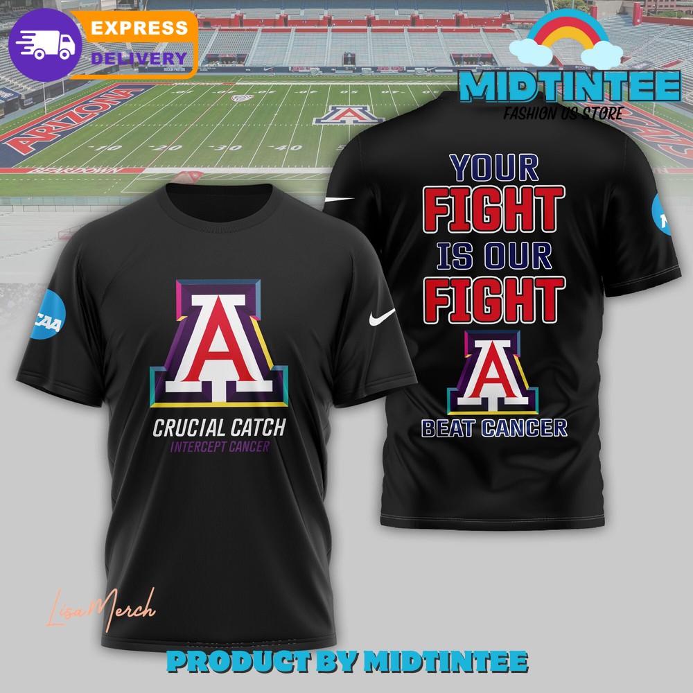 Arizona Wildcats Football Crucial Catch Intercept Cancer Black Shirt