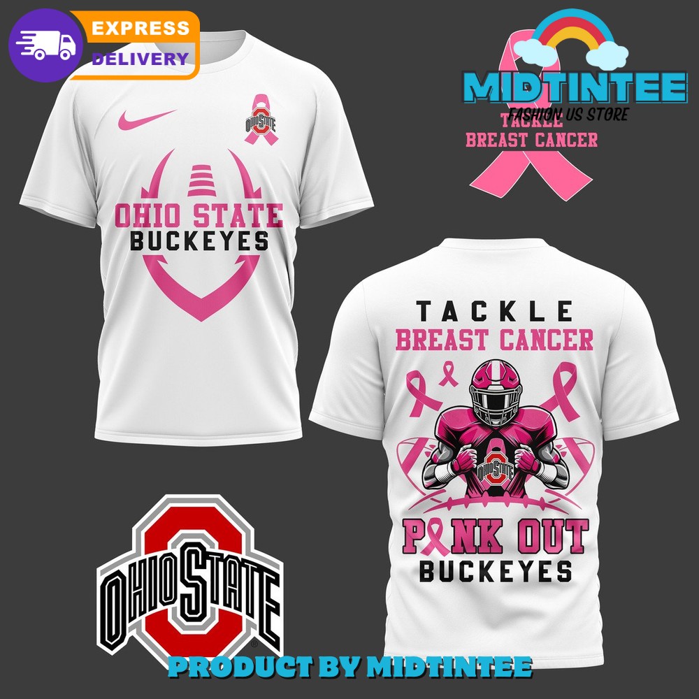 Ohio State Buckeyes Tackle Breast Cancer Pink Out White Shirt