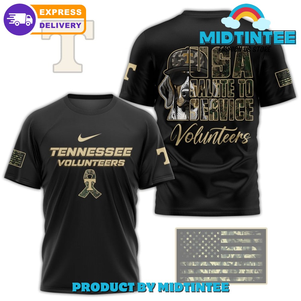Tennessee Volunteers USA Salute To Service Army Black Shirt