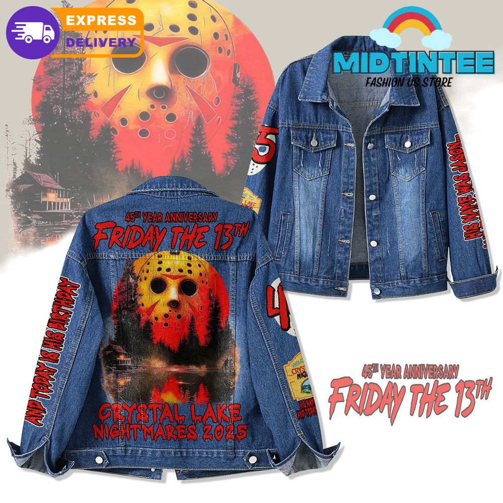 45th Year Anniversary Friday the 13th Crystal Lake Nightmares 2025 Denim Jacket