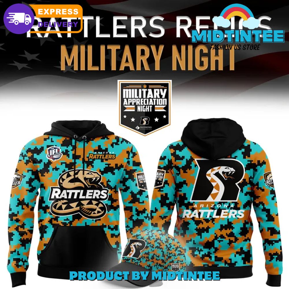 Arizona Rattlers Rattlers Relics 2025 Military Night Hoodie, Cap