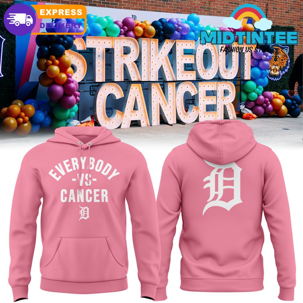 Detroit Tigers Strike Out Cancer Pink 2025 Hoodie Set