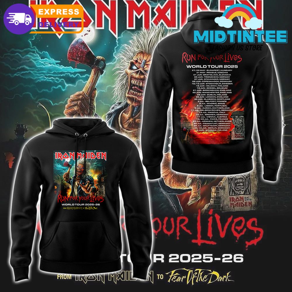 Iron Maiden Run For Your Lives World Tour 2025 Hoodie Set