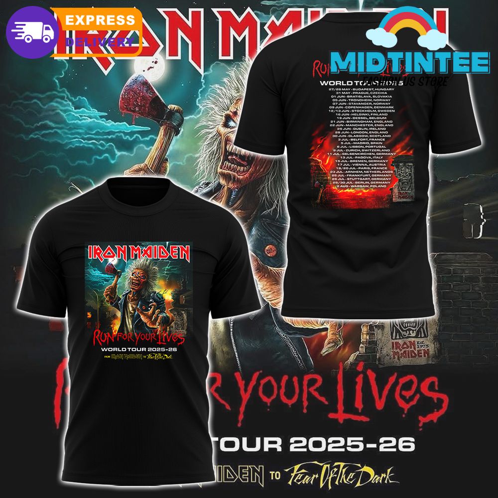 Iron Maiden Run For Your Lives World Tour 2025 Shirt