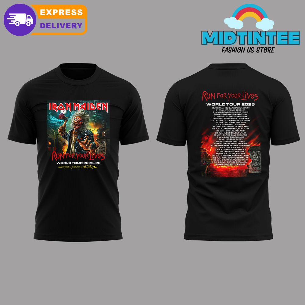 Iron Maiden Run For Your Lives World Tour 2025 Shirt