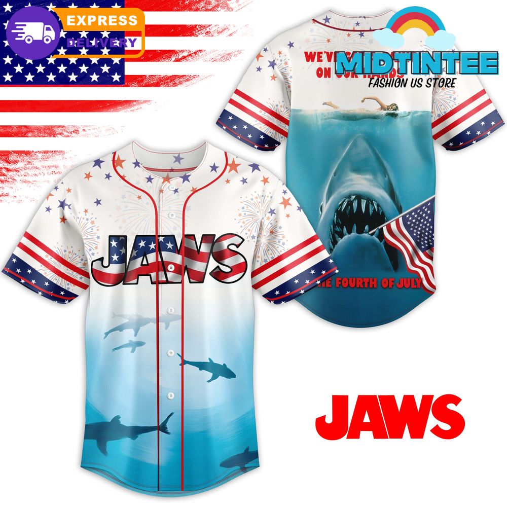 Jaws On The Four of July 2025 Baseball Jersey