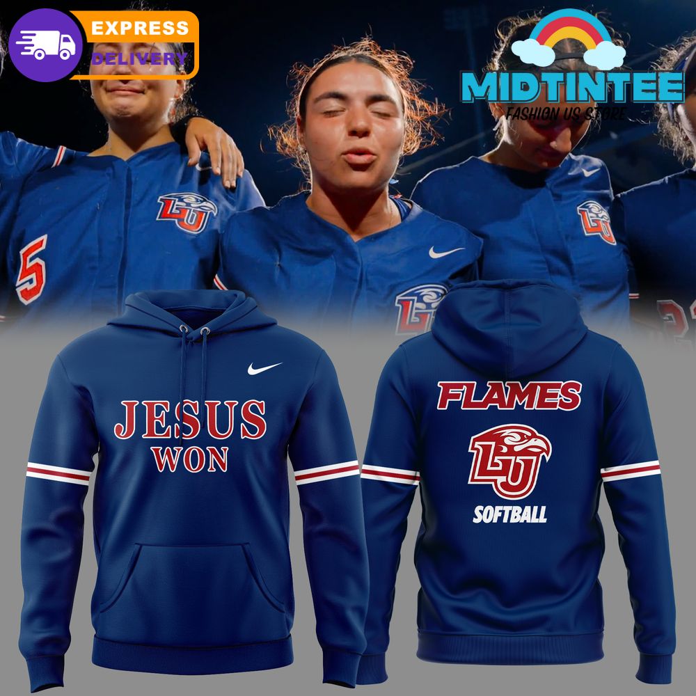 Liberty Flames Softball Praise Be To God JESUS WON Hoodie